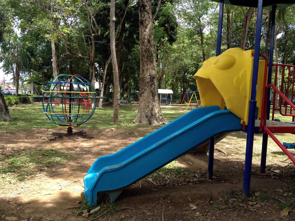 Shady place with slides