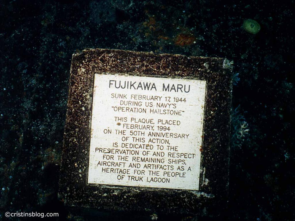 Chuuk Fujikawa Maru Plaque
