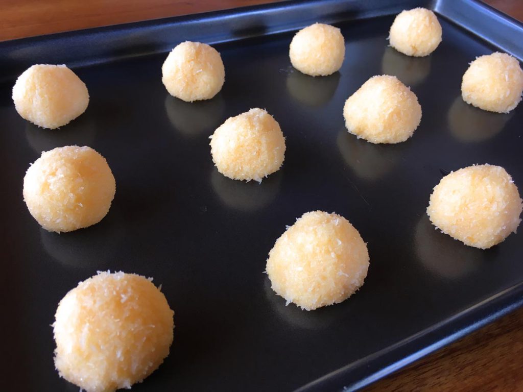 cookie dough with desiccated coconut