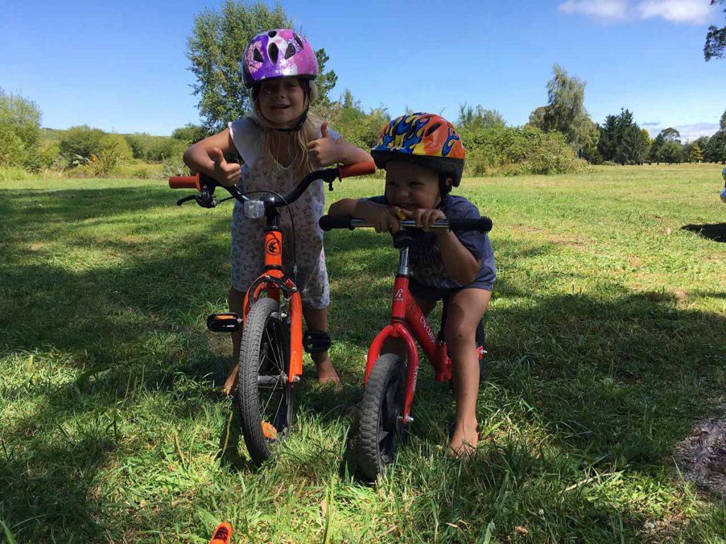 Kids biking in Mangakino New Zealand