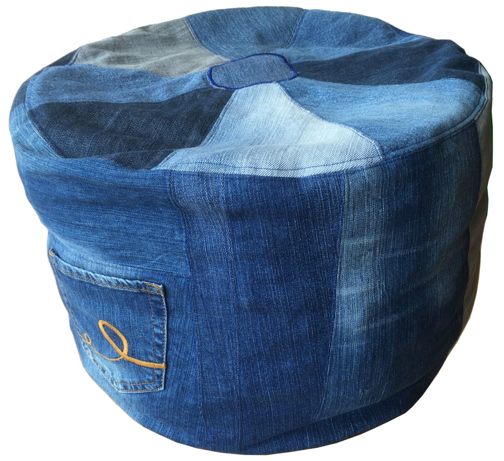 Round Ottoman Denim Upcycling